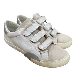 Dolce Vita Quick Sneakers Women's Sz 8.5 Strap Closure White/Silve Cushion Shoe